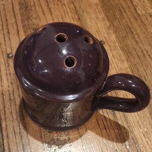 Glossy Plum Mamma Ro Ceramic Shaker with Handle Signed Made In Italy